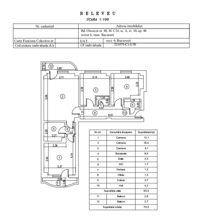 Apartament 3 camere- zona Stadion Ghencea