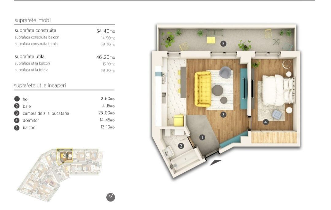 Apartament 2 camere - BLOC 2021- ETAJ 1 - zona TINERETULUI- CAROL