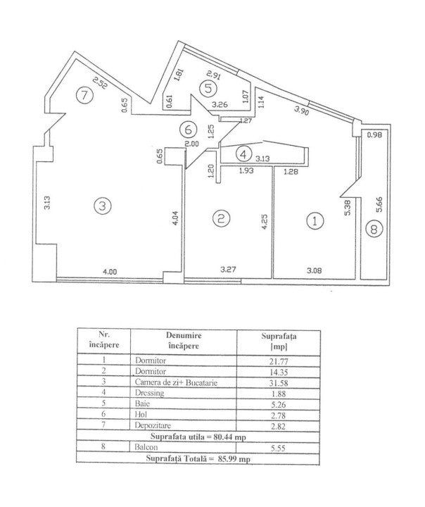 Apartament 3 camere open space – Zona Libertății