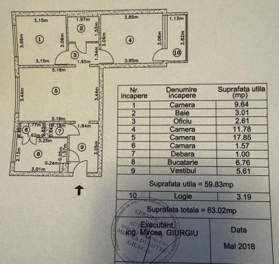 Apartament - 3 camere - semidecomandat - NIcolae Grigorescu 