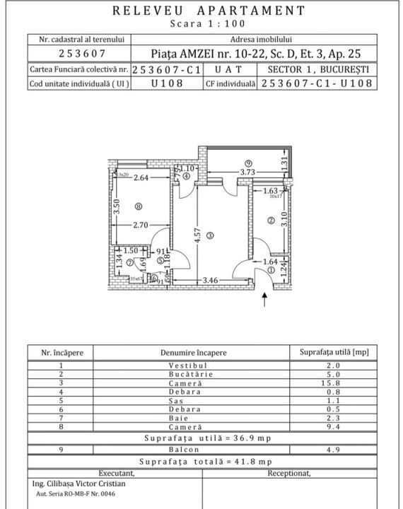 Apartament 2 camere – Pta Amzei - Pta Romana