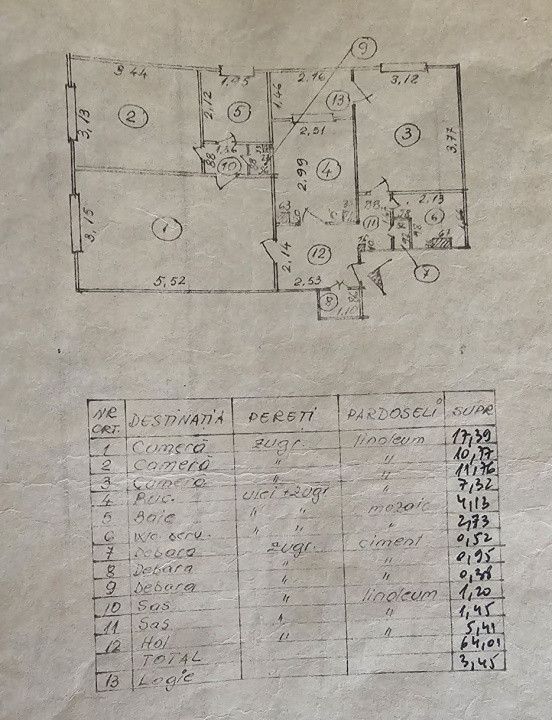 Apartament 3 camere-semidecomandat- zona Rahova