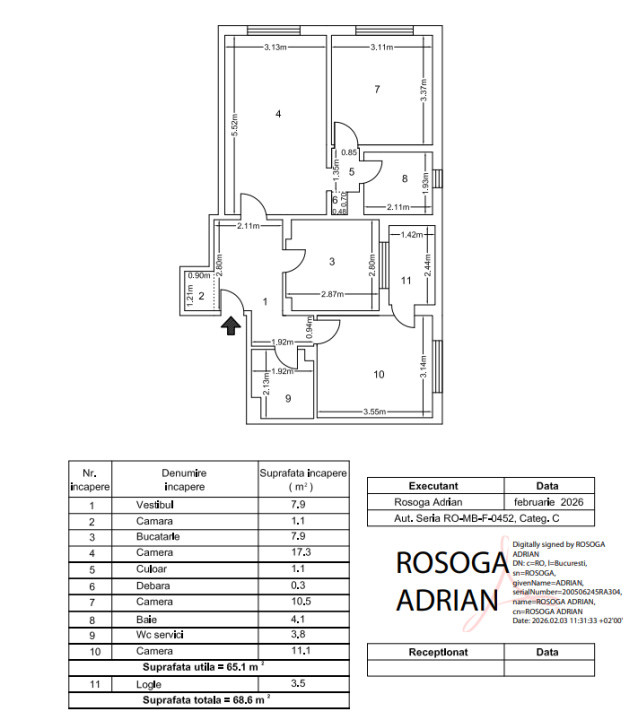 Apartament 3 camere 68 mp Piata Sudului