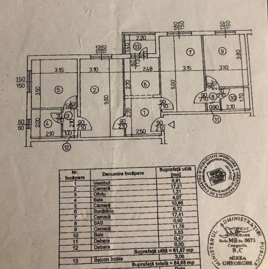 Apartament 4 camere - MOBILAT - zona APARATORII PATRIEI 