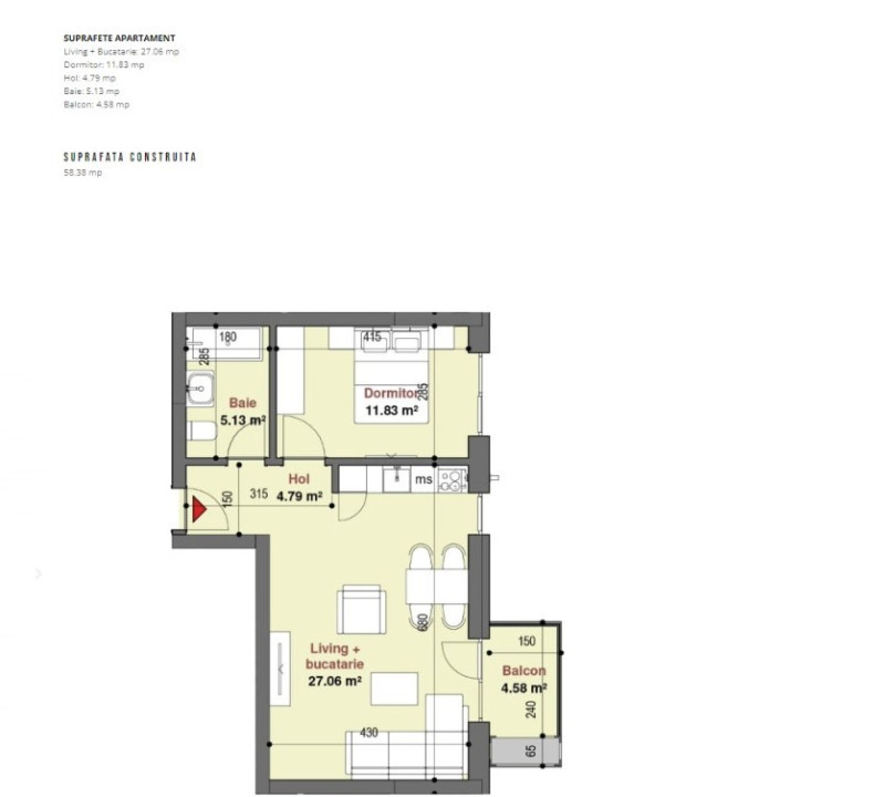 Apartament 2 camere -Exigent Plaza Faza 5