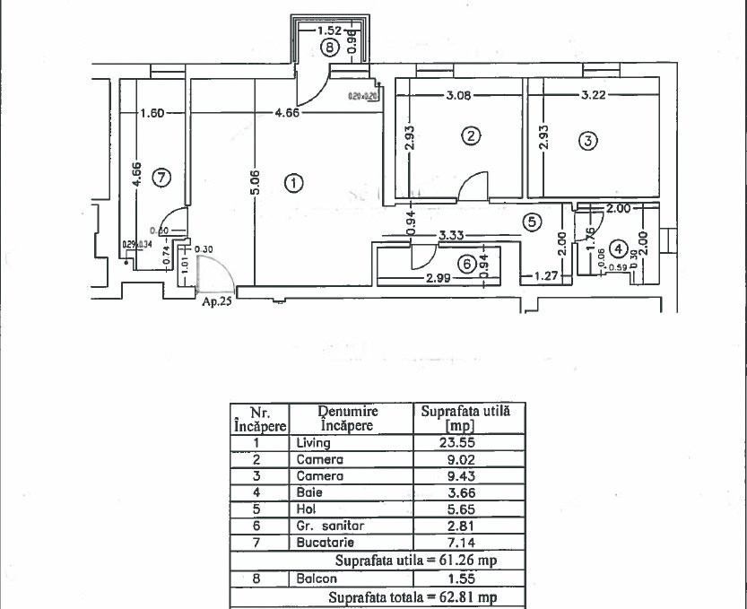 Apartament Semidecomandat 3camere -Theodor Pallady 