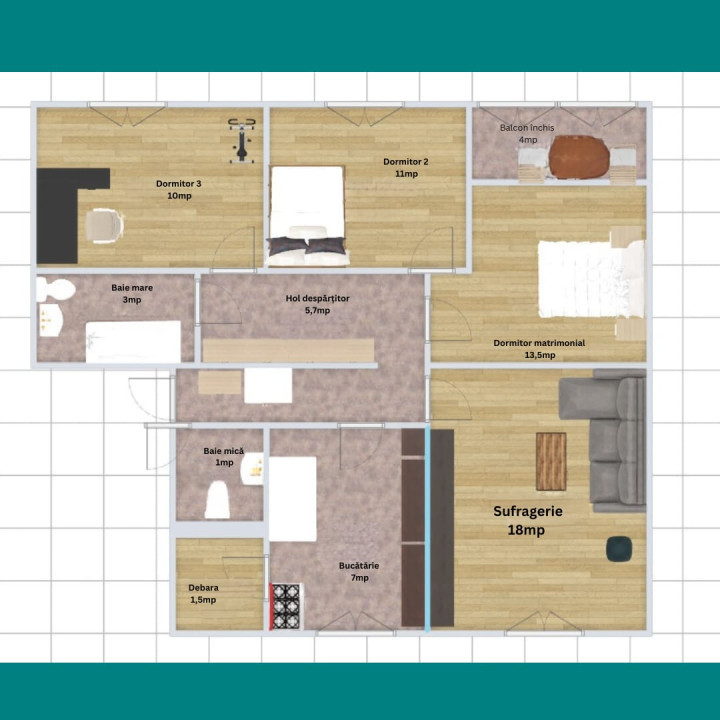 APARTAMENT 4 CAMERE-BRANCOVEANU-DECOMANDAT-MOBILAT UTILAT