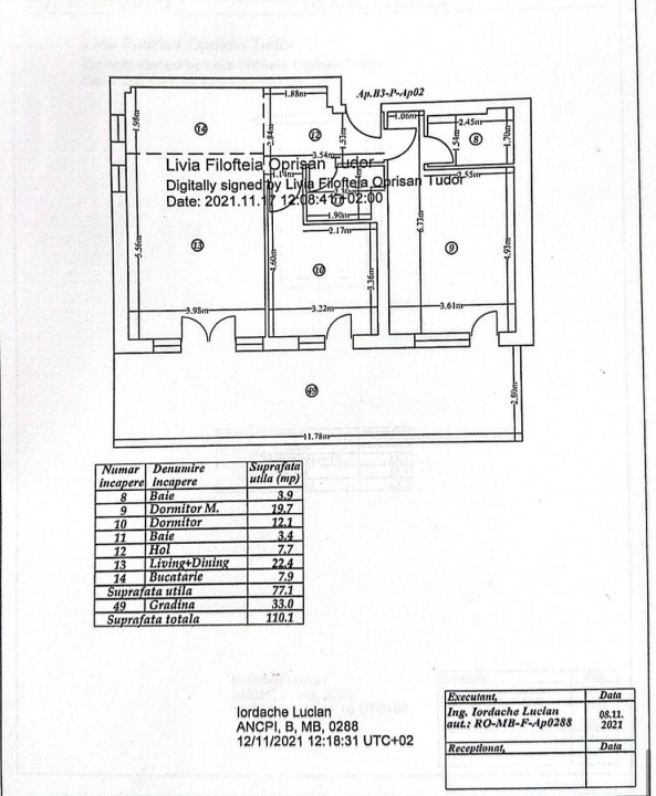 Apartament 3 camere - CURTE 33 mp - LOC DE PARCARE - zona IANCU NICOLAE