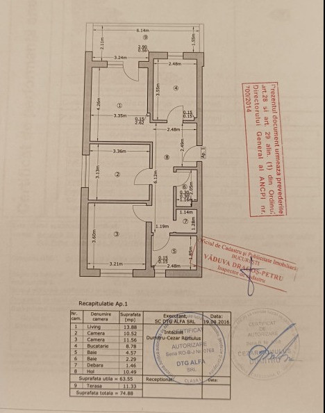 Apartamenr 3 camere - CURTE/TERASA de 11 mp - zona BRANCOVEANU 