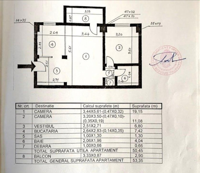  Apartament 2 camere decomandat LUX P-ta Muncii/ Decebal