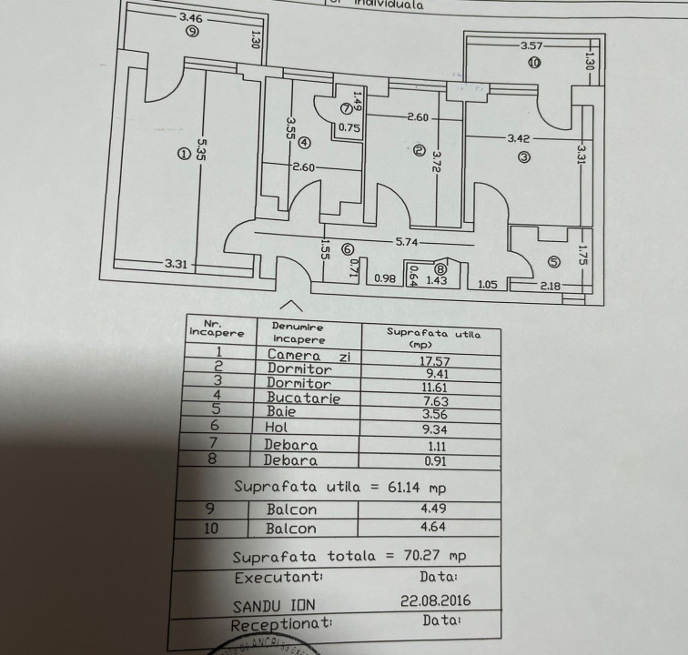 Apartament 3 camere-decomandat-et2- Lucian Blaga 