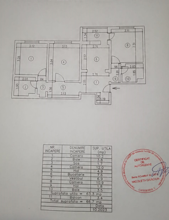 APARTAMENT 3 CAMERE-OLTENITEI-CENTRALA-BLOC REABILITAT-MOBILAT UTILAT