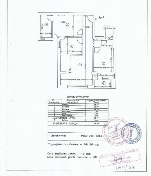 COD E9758 - APARTAMENT 3 CAMERE-PIATA DOMENII