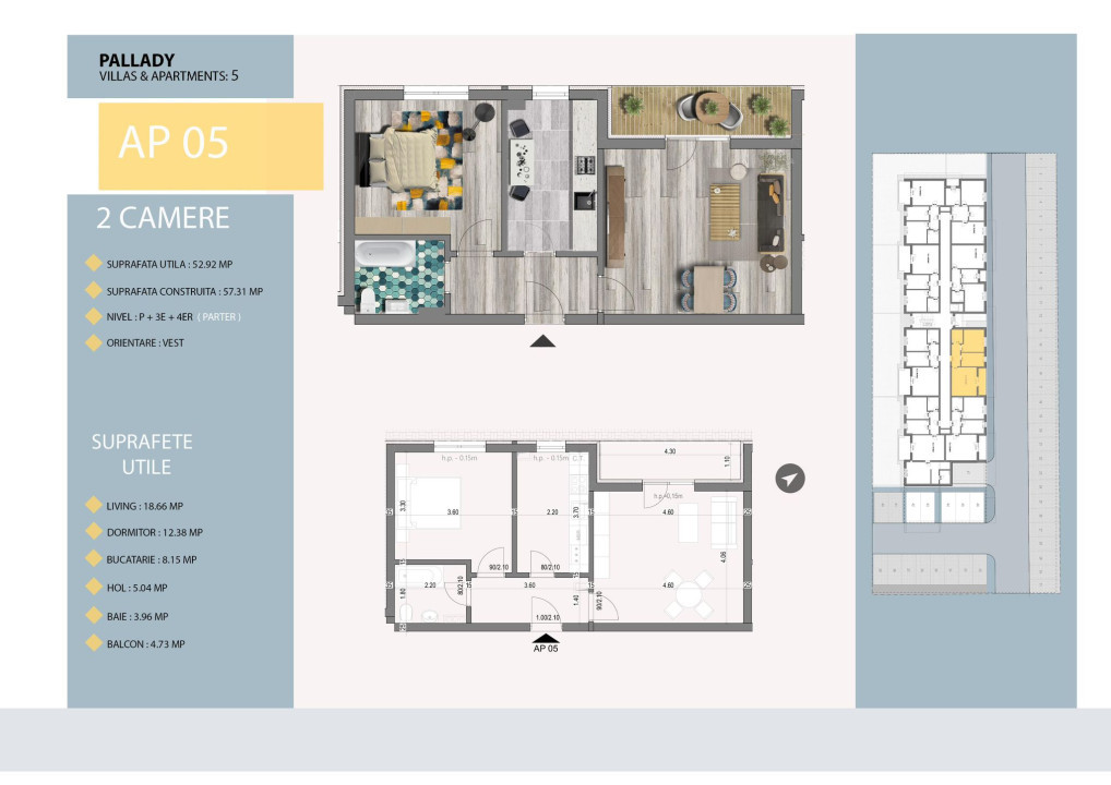 Aartament Decomandat 2 Camere  ultrafinisaje constructie 2023  Pallady