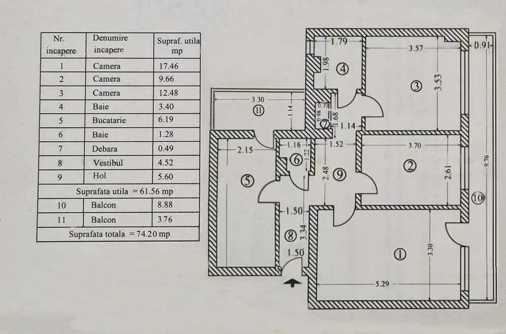 Apartament 3 camere Doamna Ghica-Tei