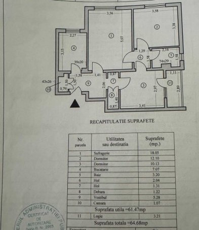 Apartament -3 camere -semidecomandat-Zona Dristor