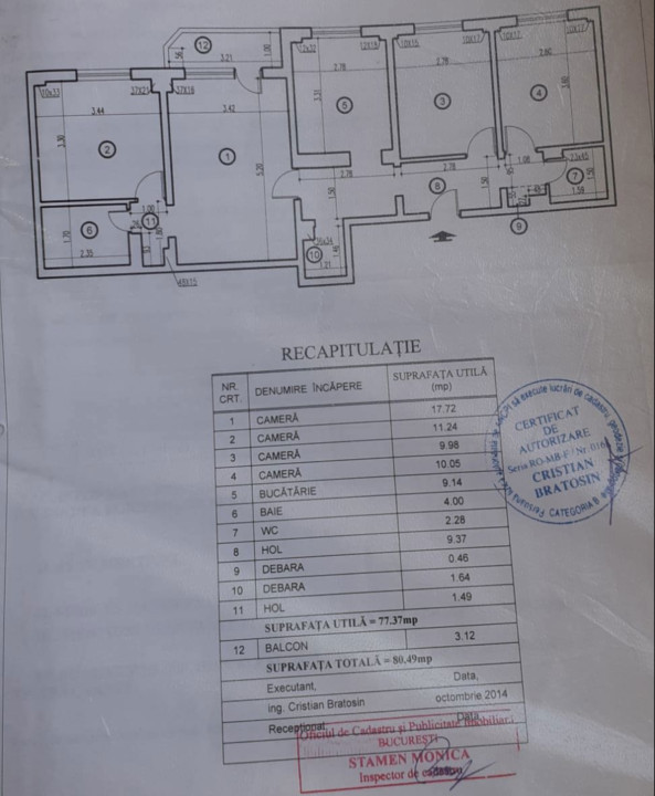 Apartament 4 camere - Huedin - zona Brancoveanu