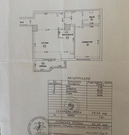 Apartament 2 camere - P-ta Alba Iulia -85 MP-Terasa-Bloc 2008