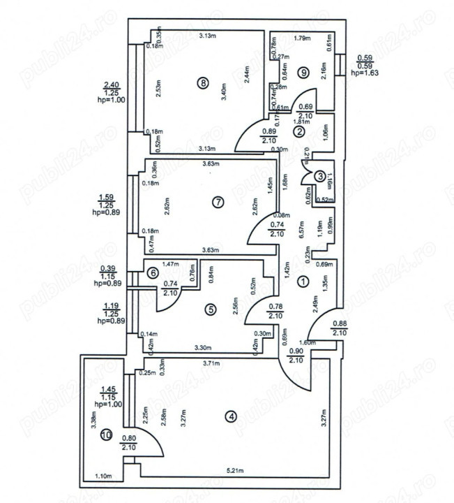 Apartament 3 camere decomandat - etaj 4 - Morarilor 