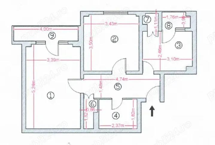 Apartament -2 camere -decomandat-Zona Rahova