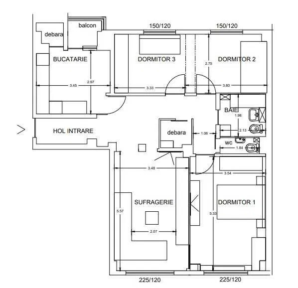 Apartament 4 camere -decomandat-Calea Mosilor