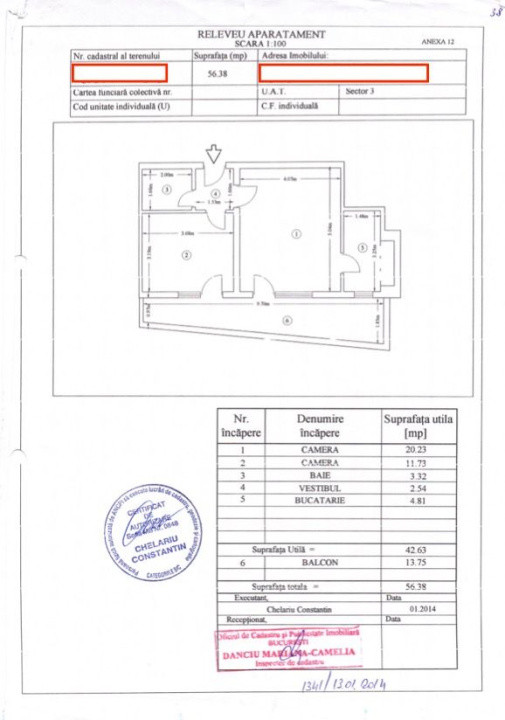 Apartament 2 camere-centrala-decomandat-zona Decebal