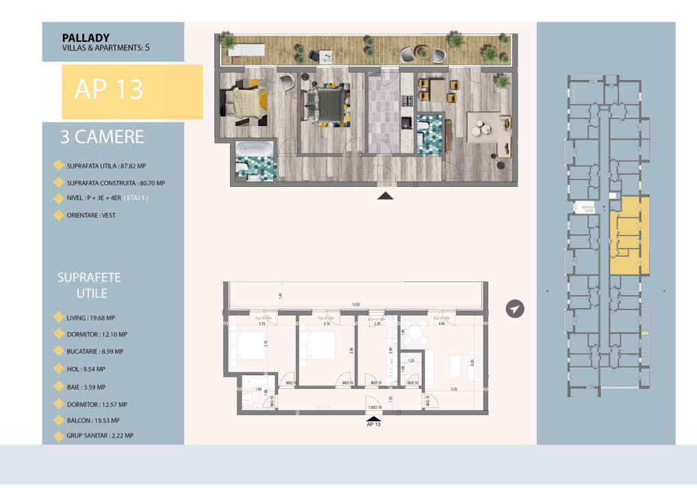 Aartament Decomandat 2 Camere ultrafinisaje constructie 2023 Pallady