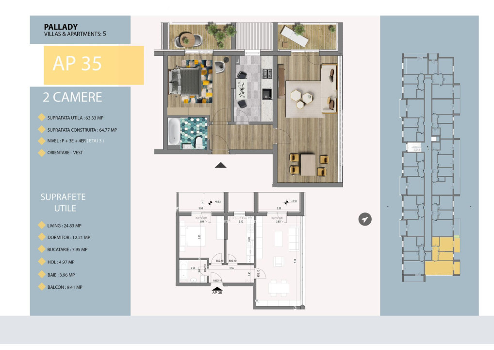 Aartament Decomandat 2 Camere ultrafinisaje constructie 2023 Pallady