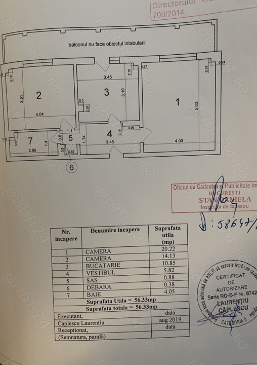 Apartament 2 camere decomandat Brancoveanu 57mp